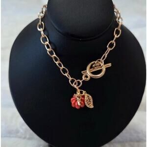 Handcrafted Gold Pumpkin Charm Bracelet Artisan Autumn Jewelry Gift Fall